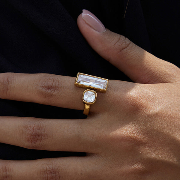 Square Round Zirconia Ring