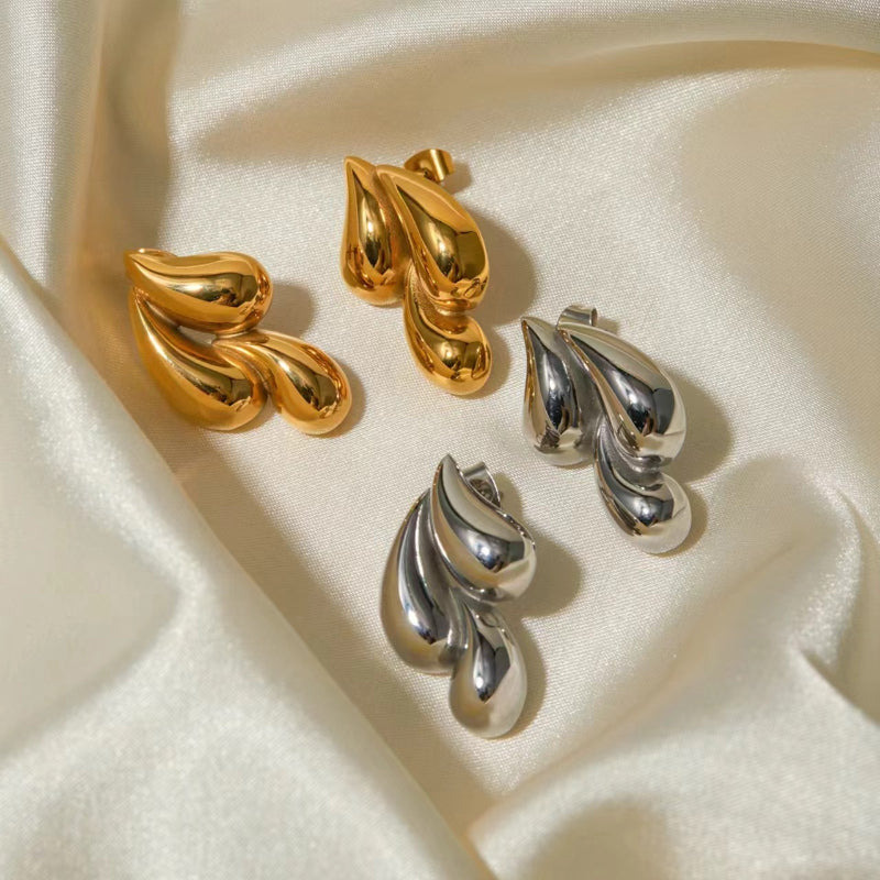 Double Water Drop Stud Earrings