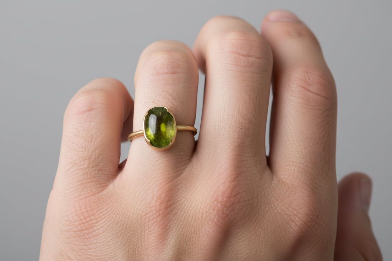 Olive Green Oval Ring