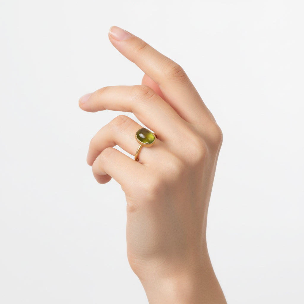 Olive Green Oval Ring
