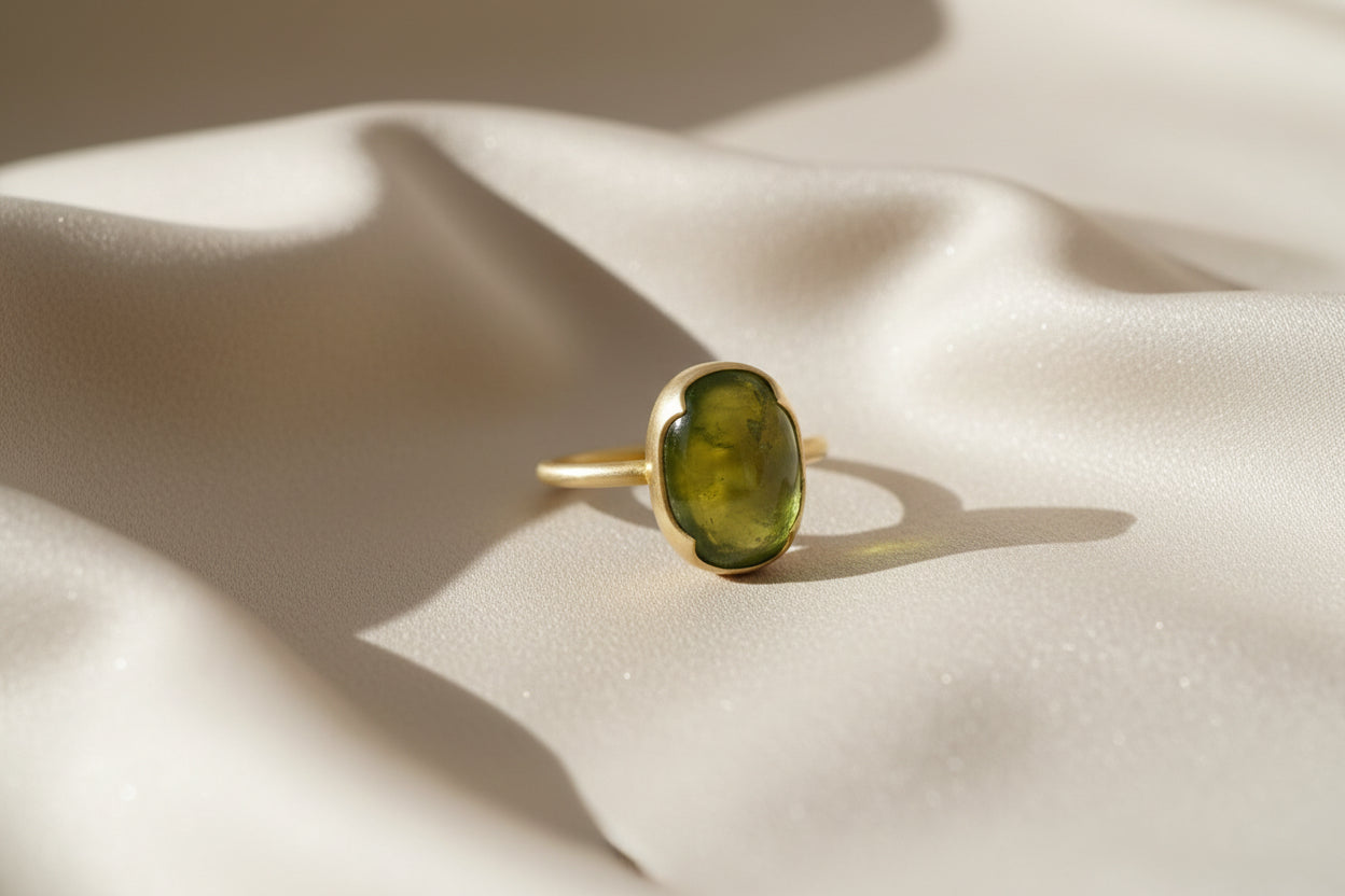 Olive Green Oval Ring