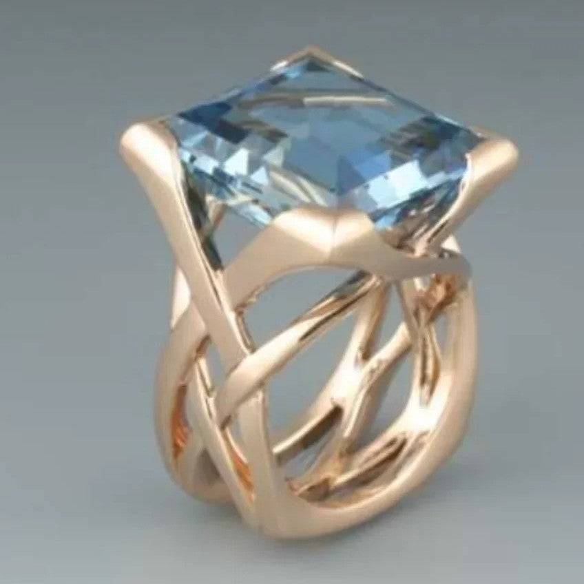 Square Blue Stone Ring