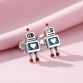 Sterling Silver Robot Earrings