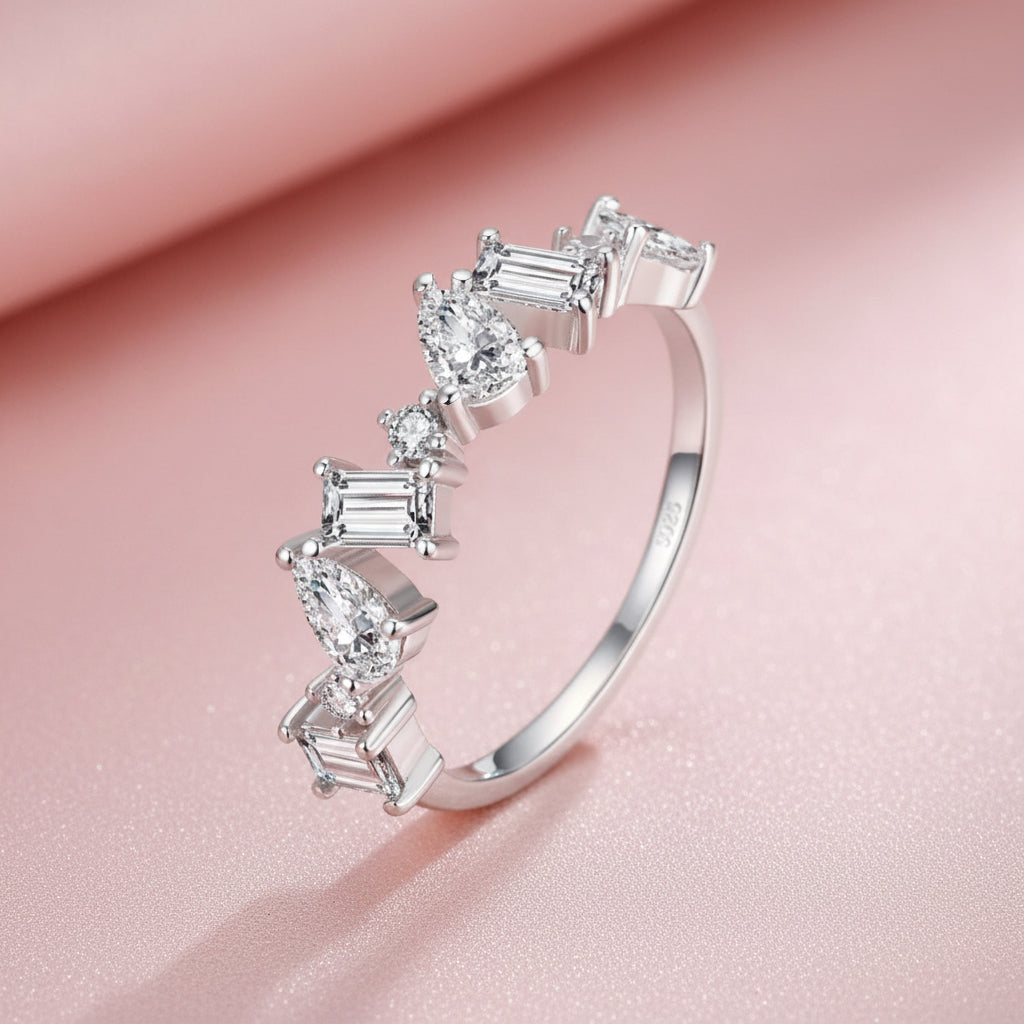 Tumbling Zirconias S925 Silver Ring
