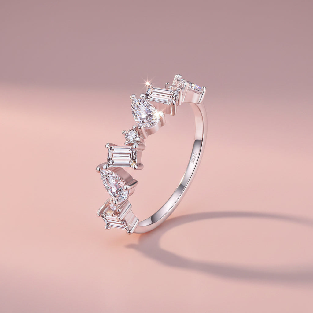 Tumbling Zirconias S925 Silver Ring