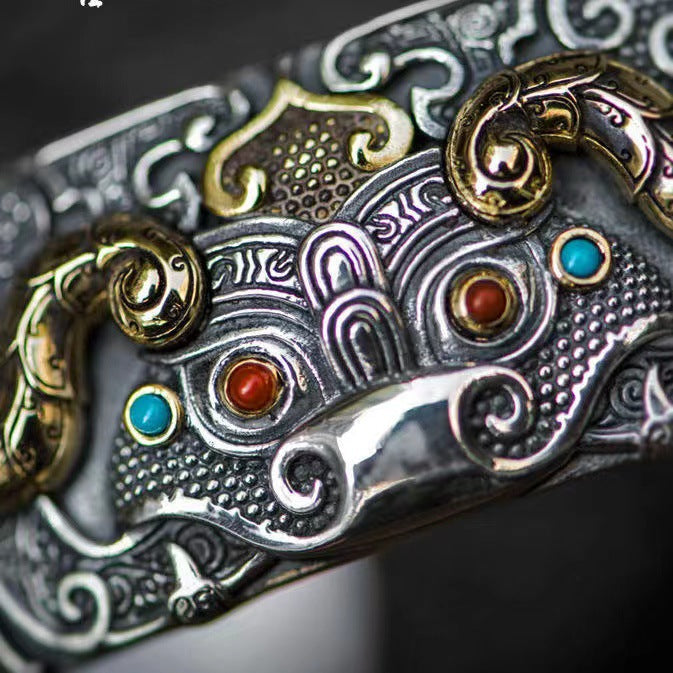 Tibetan Dragon Cuff Bracelet
