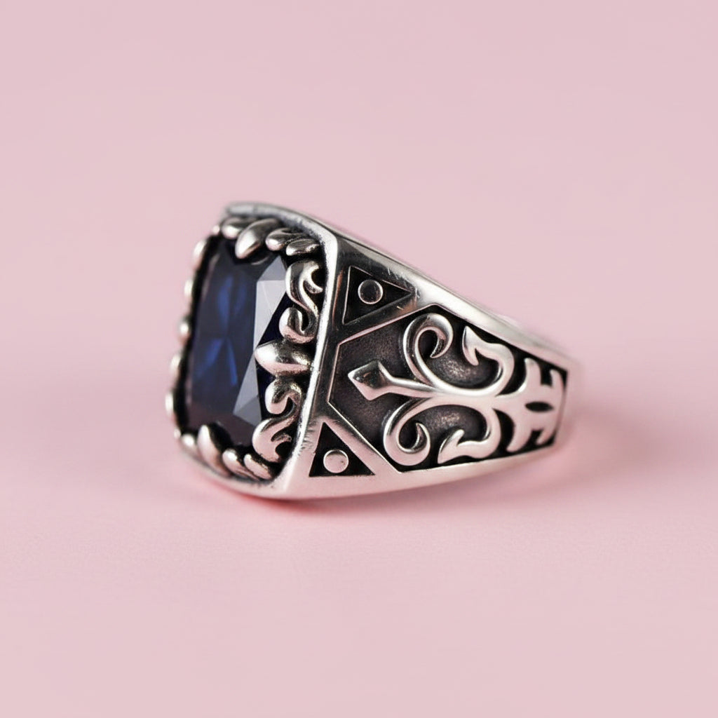 Blue Moonlight Silver Vintage Ring
