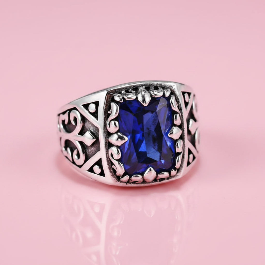 Blue Moonlight Silver Vintage Ring