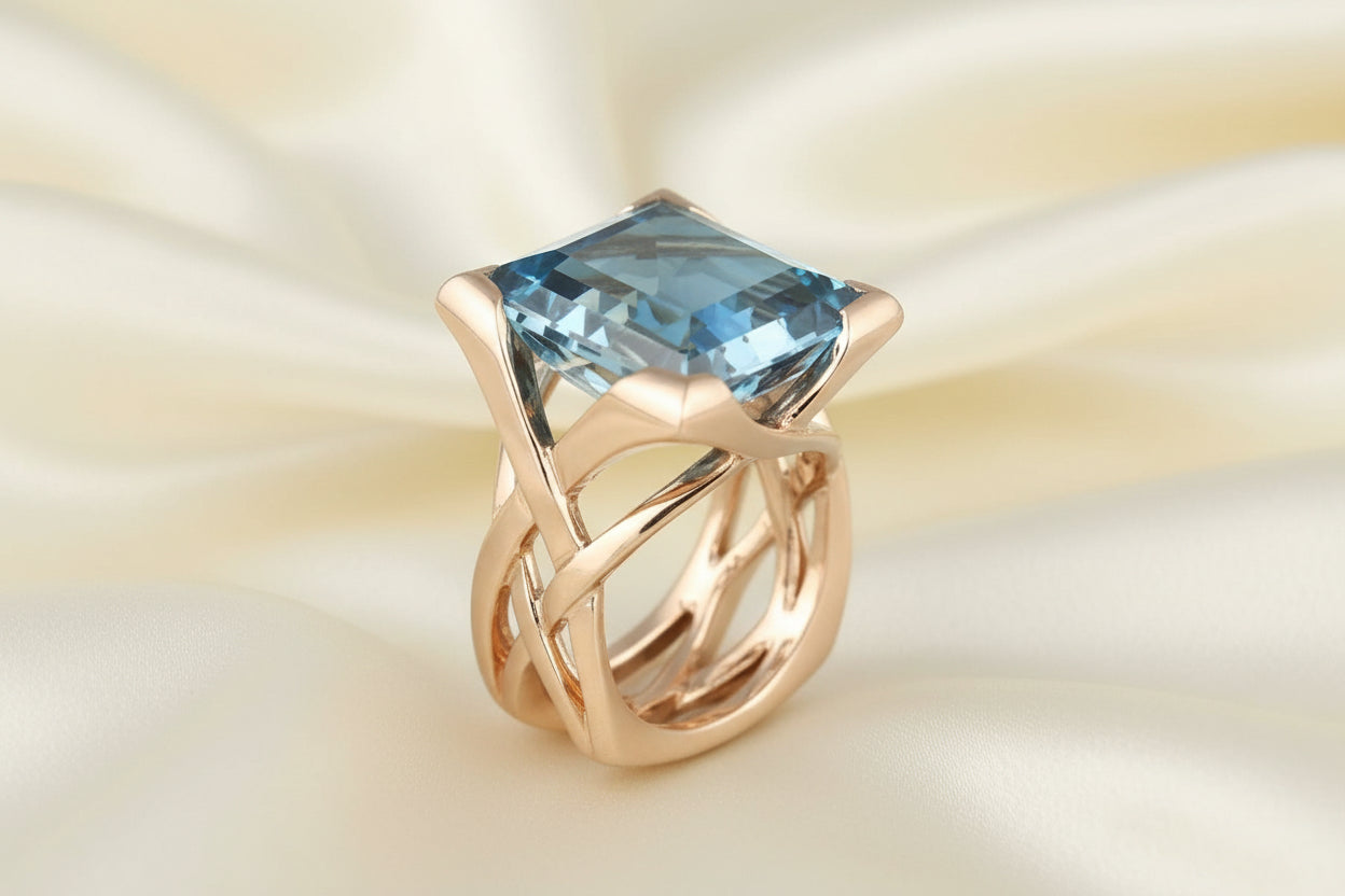 Square Blue Stone Ring