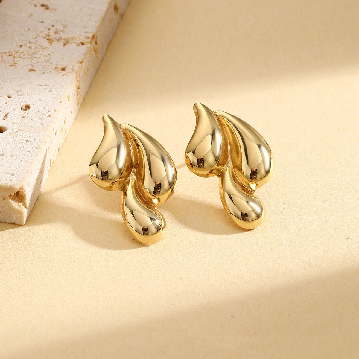 Double Water Drop Stud Earrings