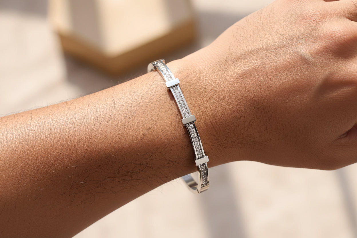 Double Layer Geometric Open Bracelet