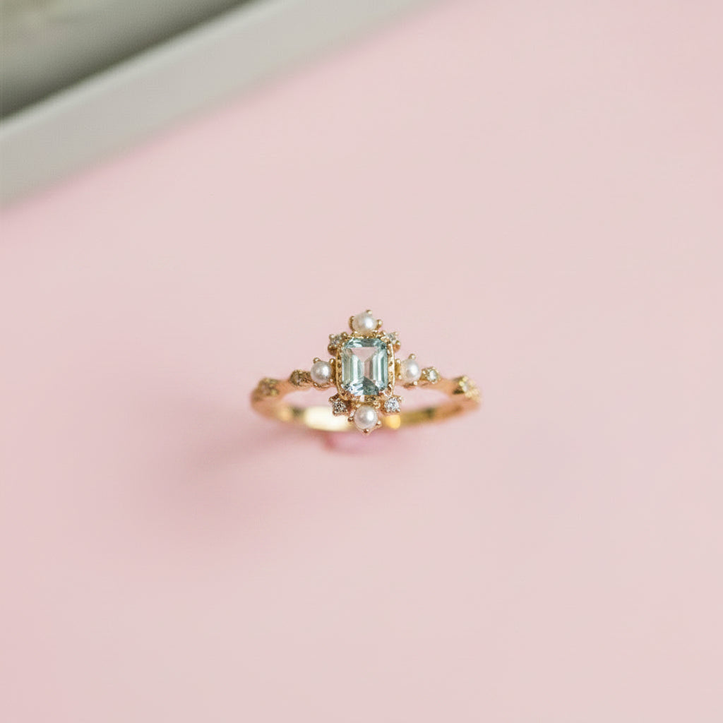 Sterling Silver Retro Blue Topaz Ring