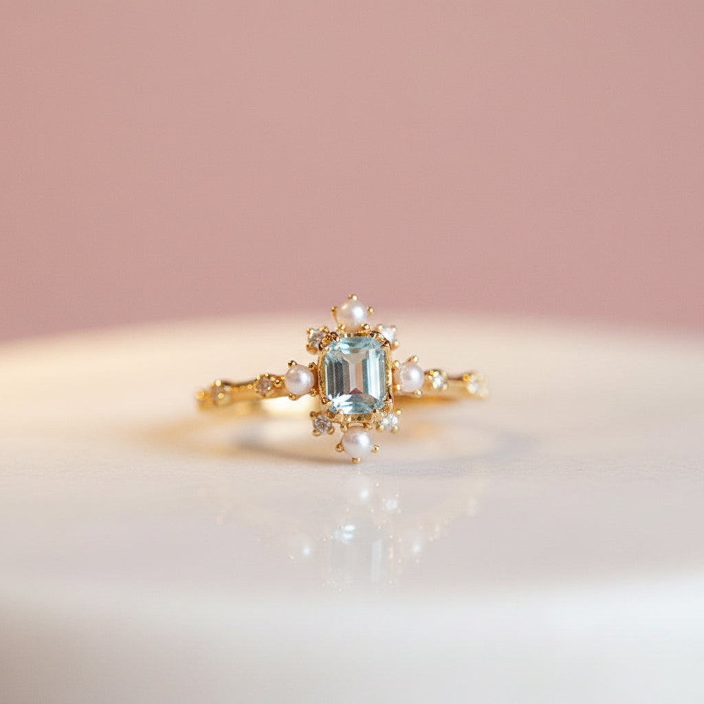 Sterling Silver Retro Blue Topaz Ring