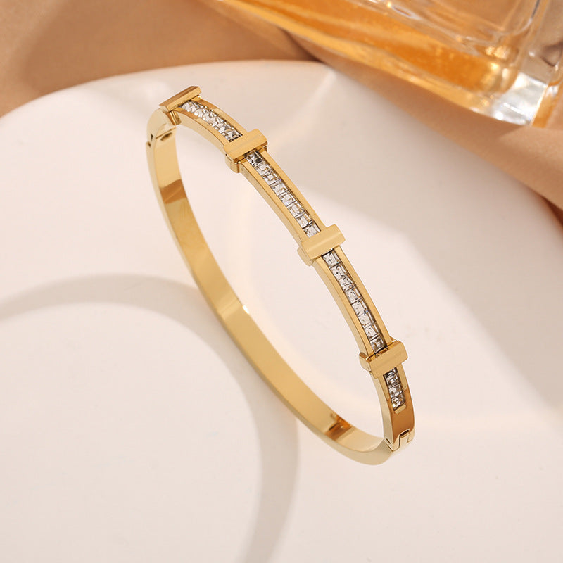 Double Layer Geometric Open Bracelet