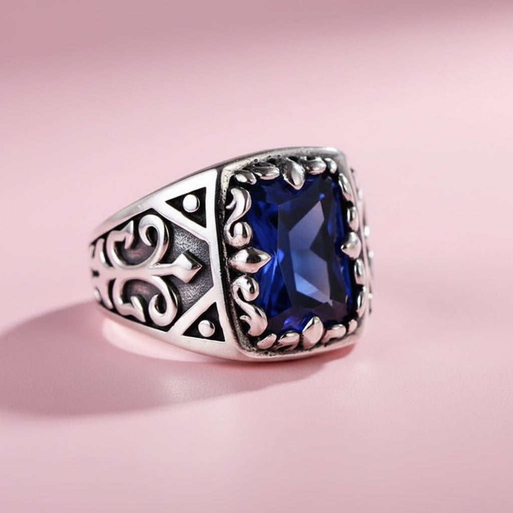 Blue Moonlight Silver Vintage Ring