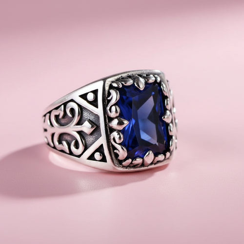 Blue Moonlight Silver Vintage Ring