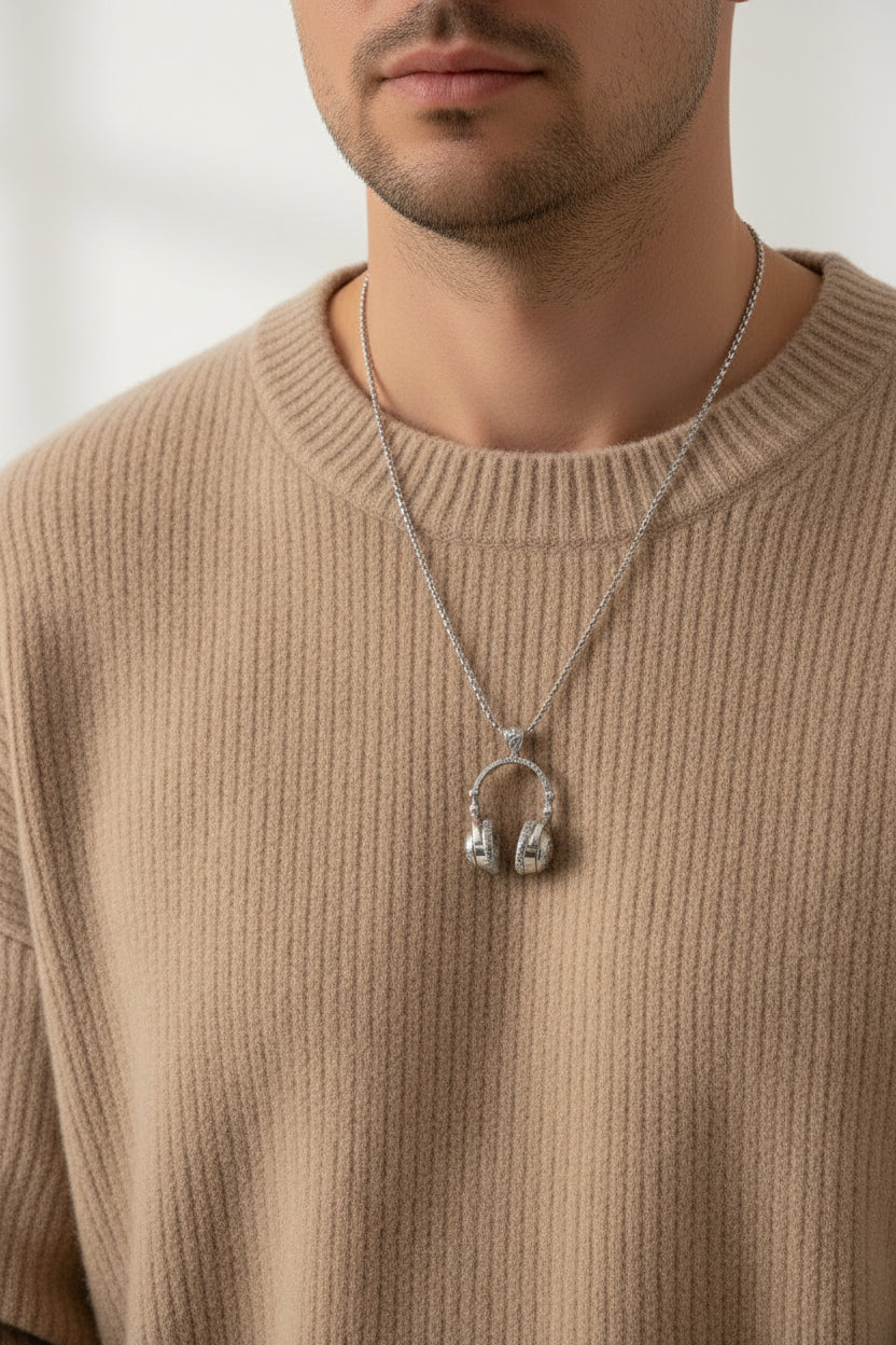 Titanium Headphone Pendant Necklace