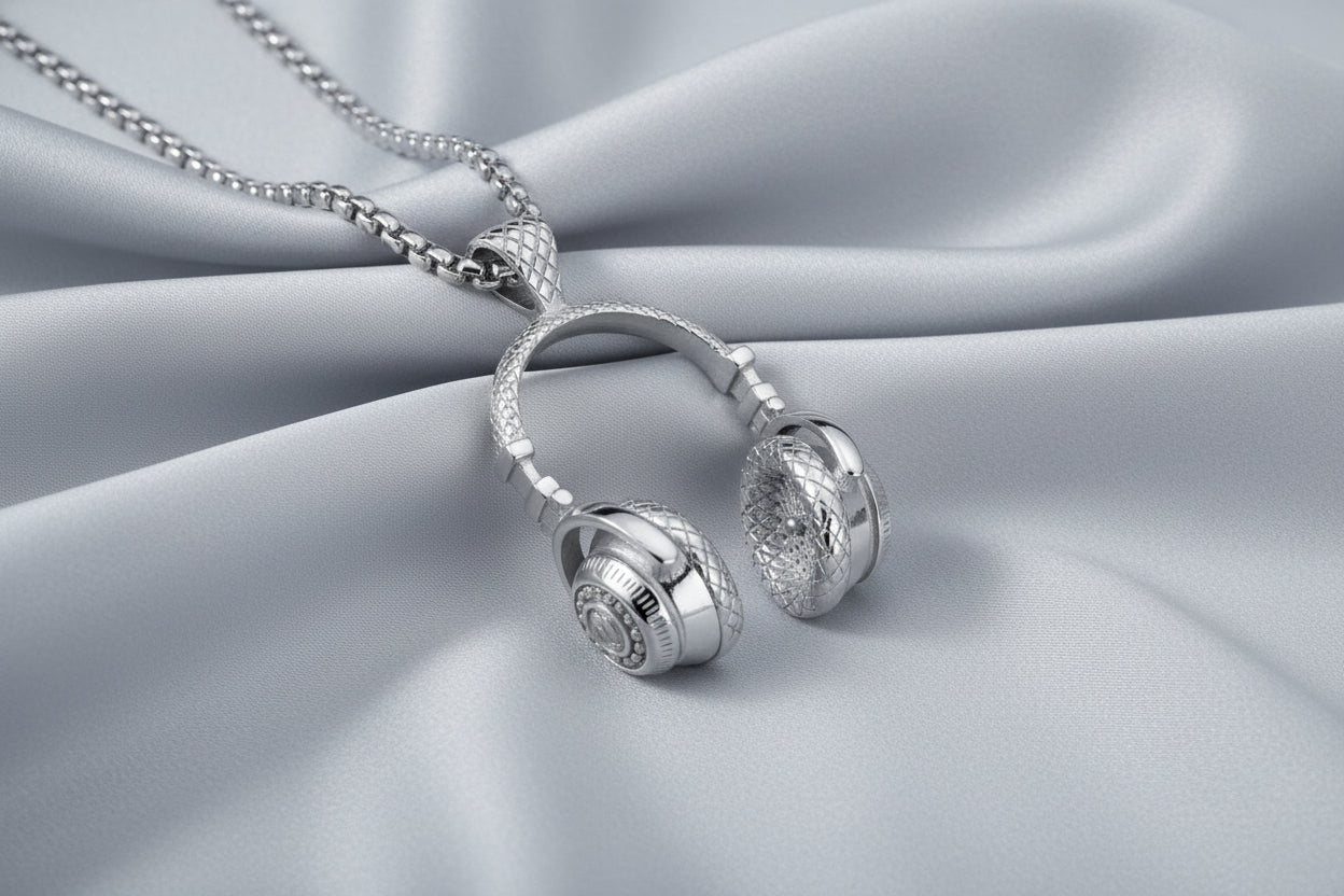Titanium Headphone Pendant Necklace