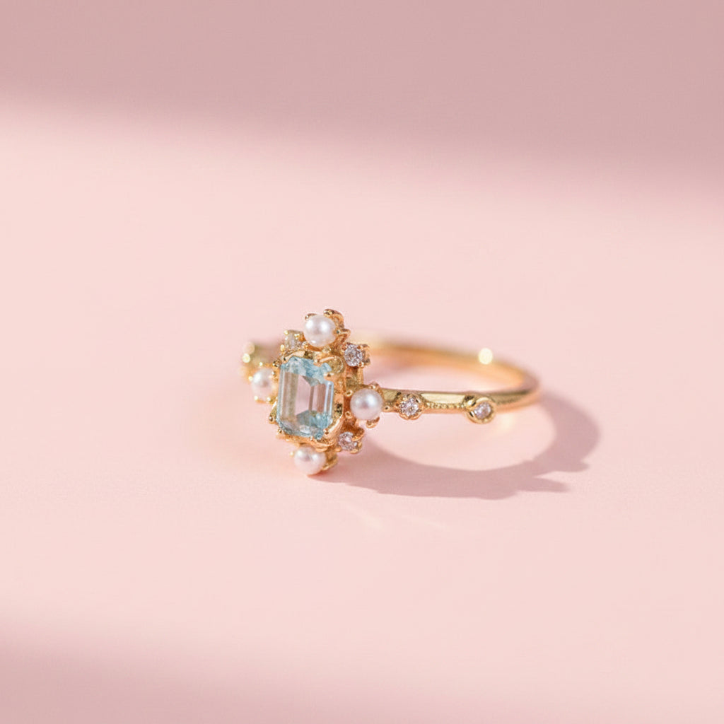 Sterling Silver Retro Blue Topaz Ring