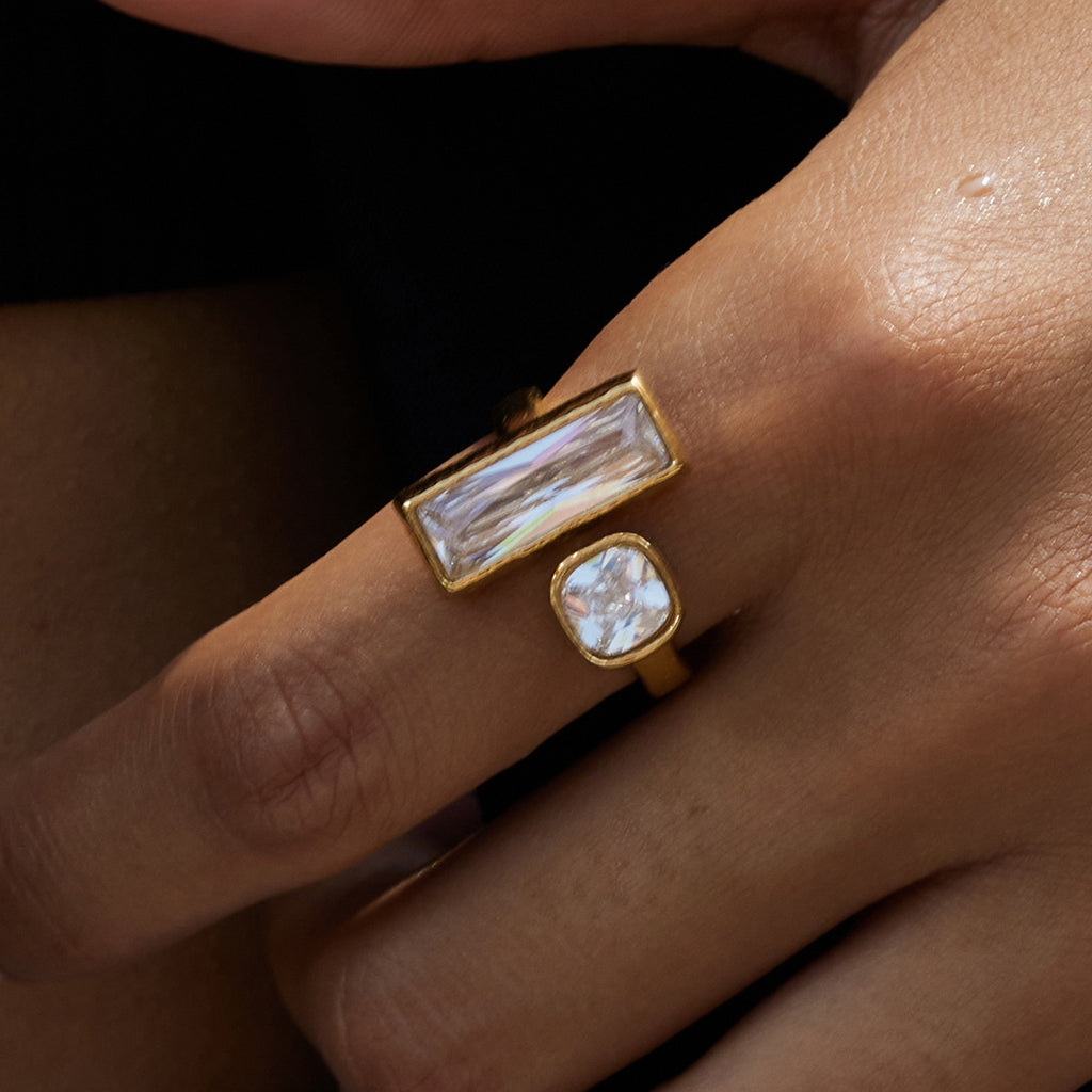 Square Round Zirconia Ring