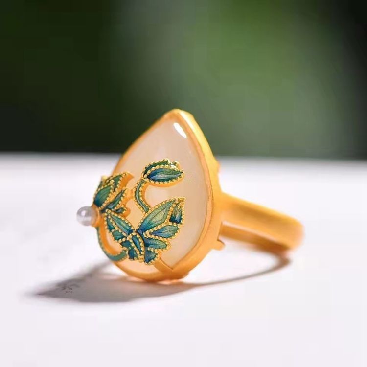 Lotus Inlaid Ring