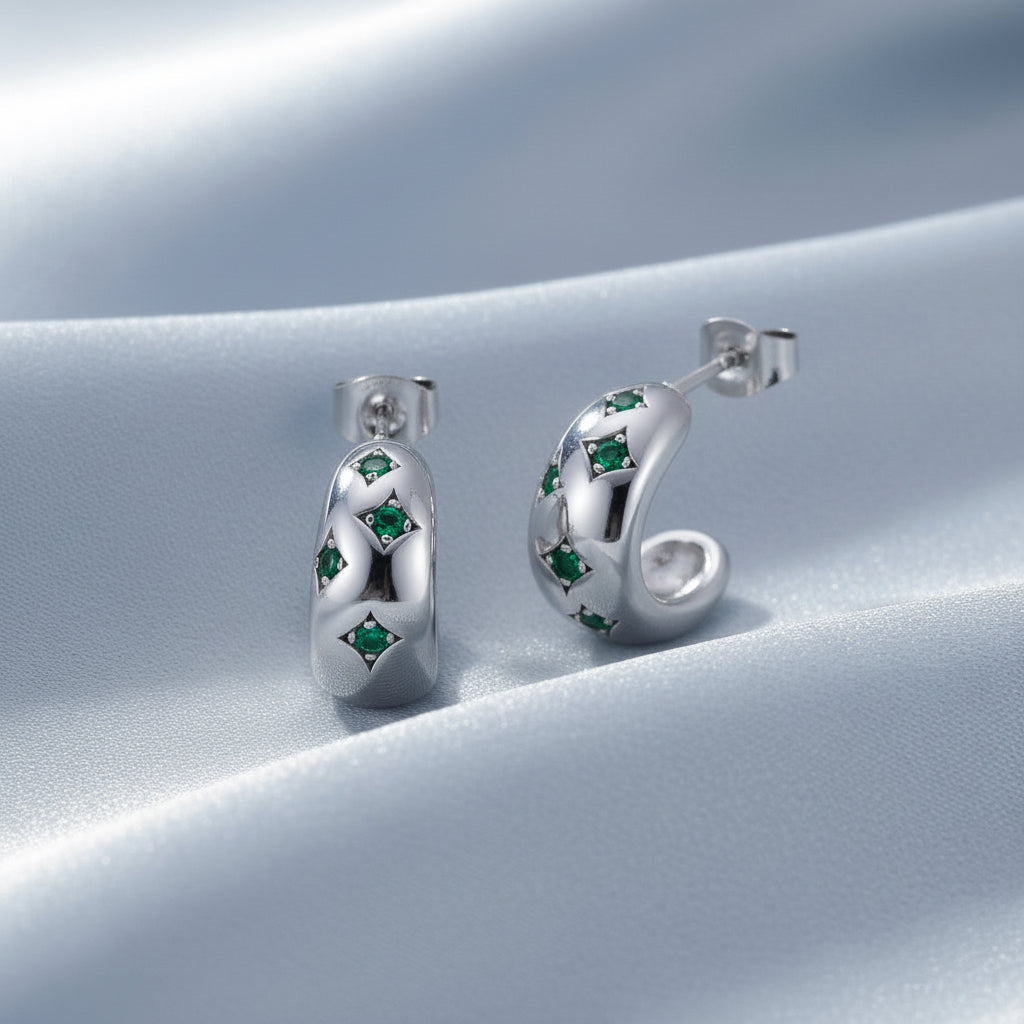 Inlaid Huggie Rhinestone Earrings