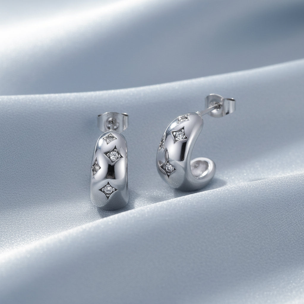 Inlaid Huggie Rhinestone Earrings