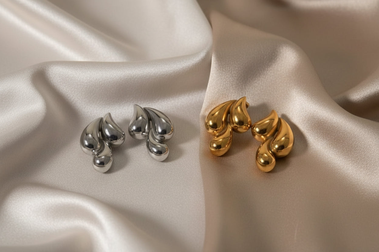Double Water Drop Stud Earrings