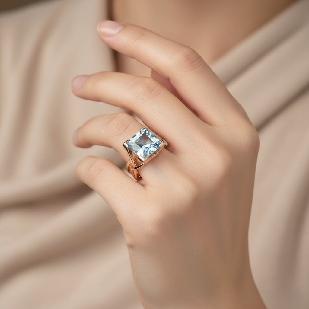 Square Blue Stone Ring
