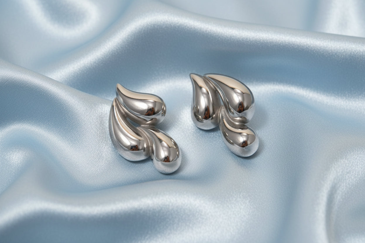 Double Water Drop Stud Earrings