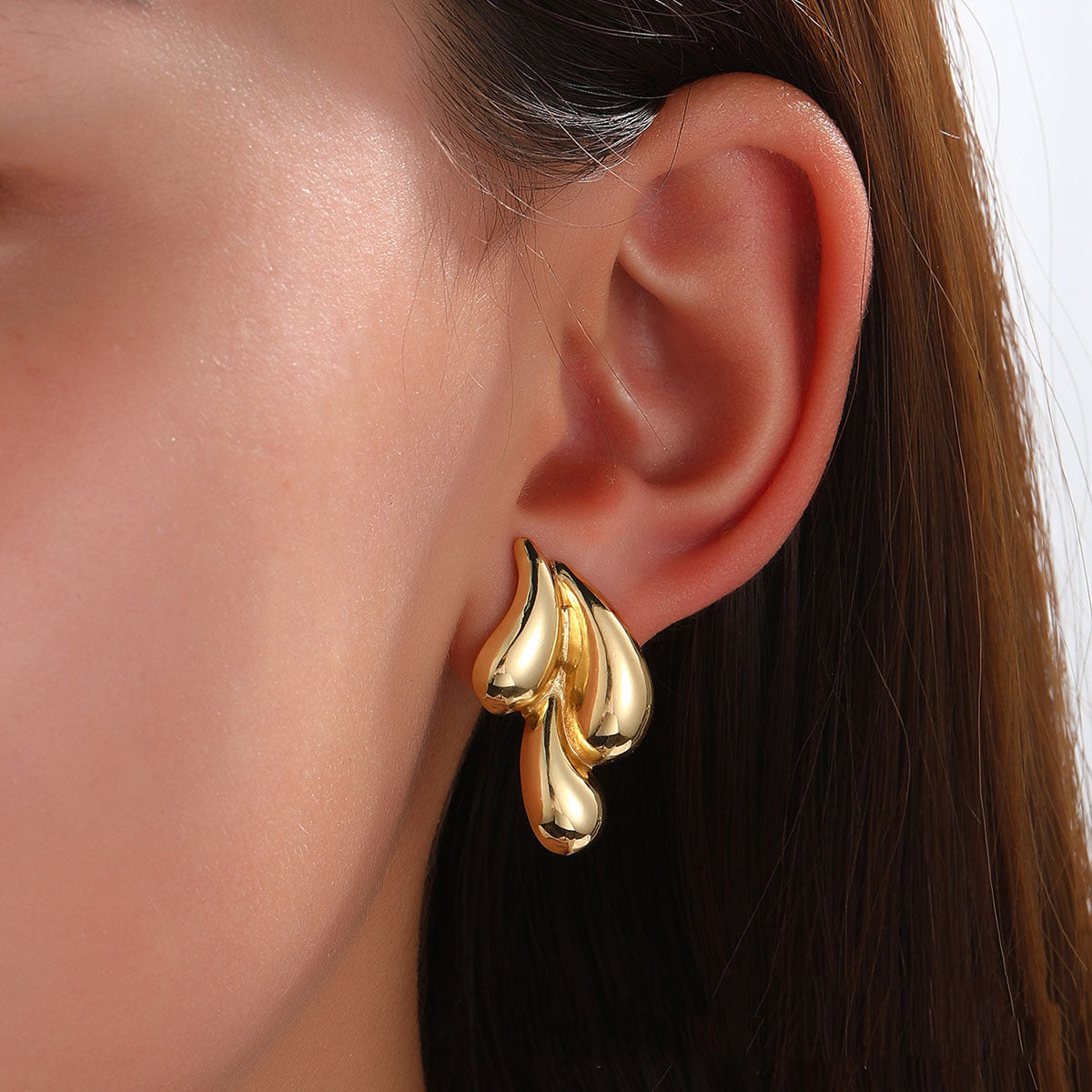 Double Water Drop Stud Earrings