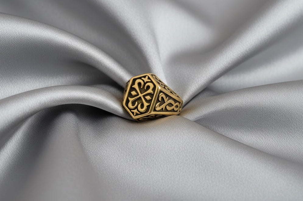 Men's Black Crest Ring