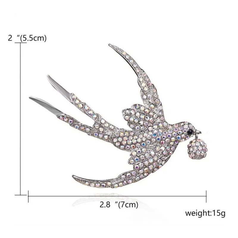 Swallow Rhinestone Brooch