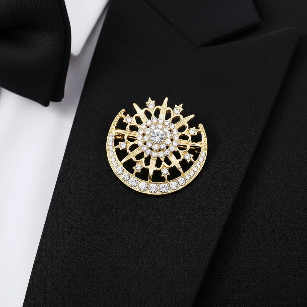Celestial Star & Moon Brooch