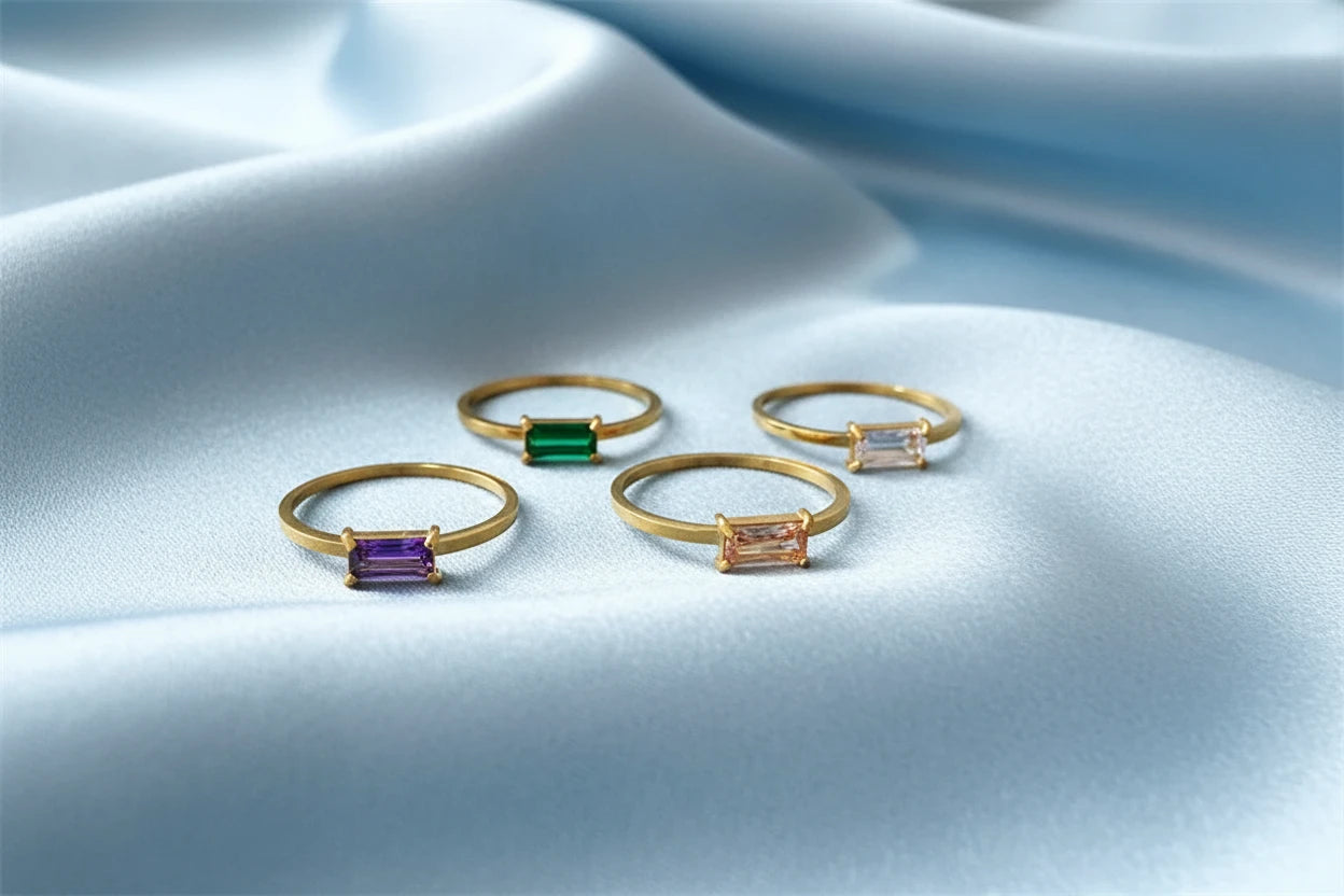 Dainty Colorful Rectangle Stack Ring
