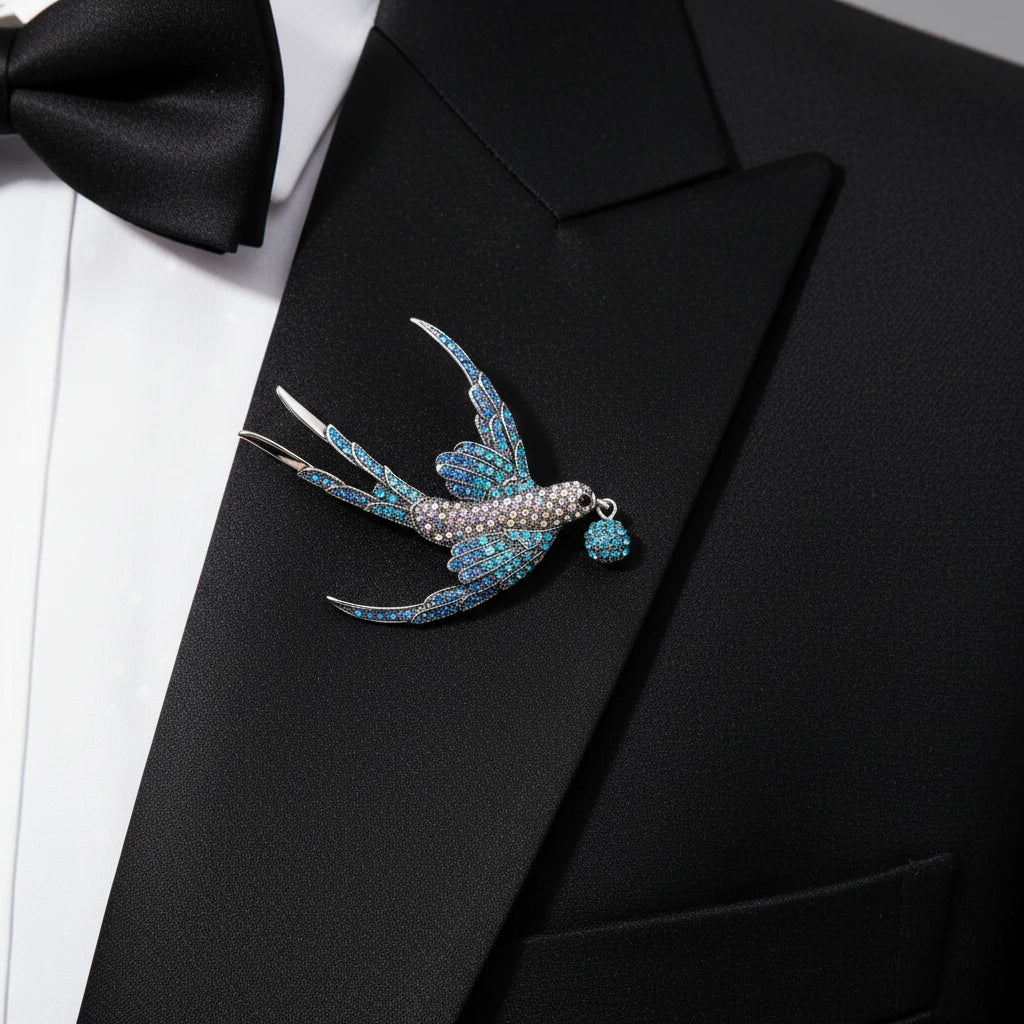 Swallow Rhinestone Brooch