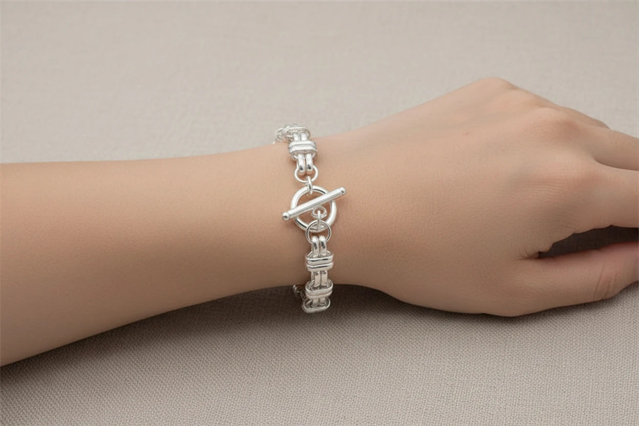 Double Link Silver Bracelet