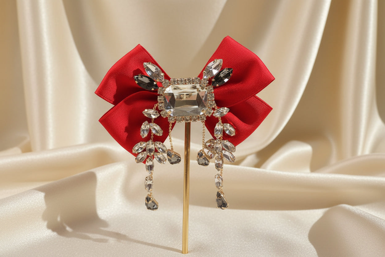 Shirt Collar Bowtie Rhinestone Brooch