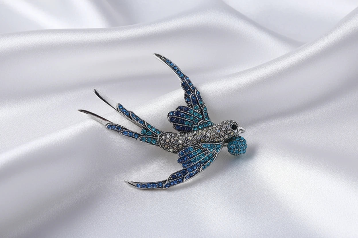 Swallow Rhinestone Brooch