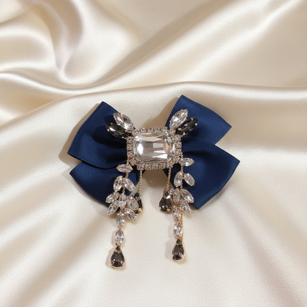 Shirt Collar Bowtie Rhinestone Brooch
