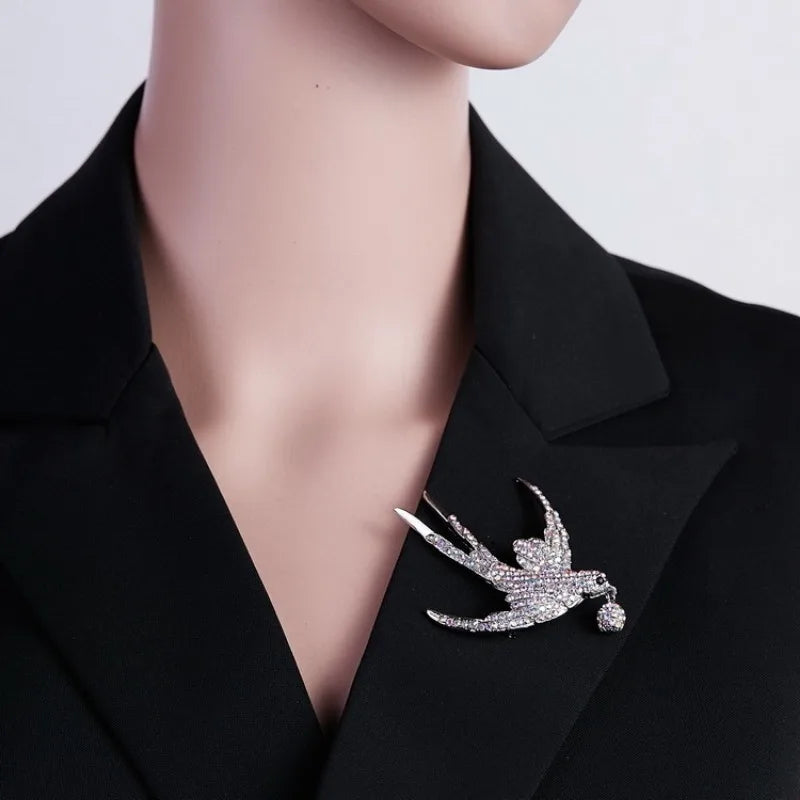 Swallow Rhinestone Brooch