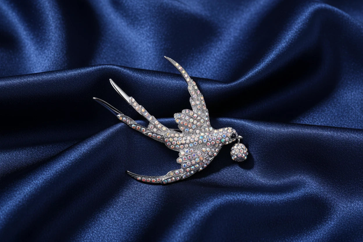 Swallow Rhinestone Brooch