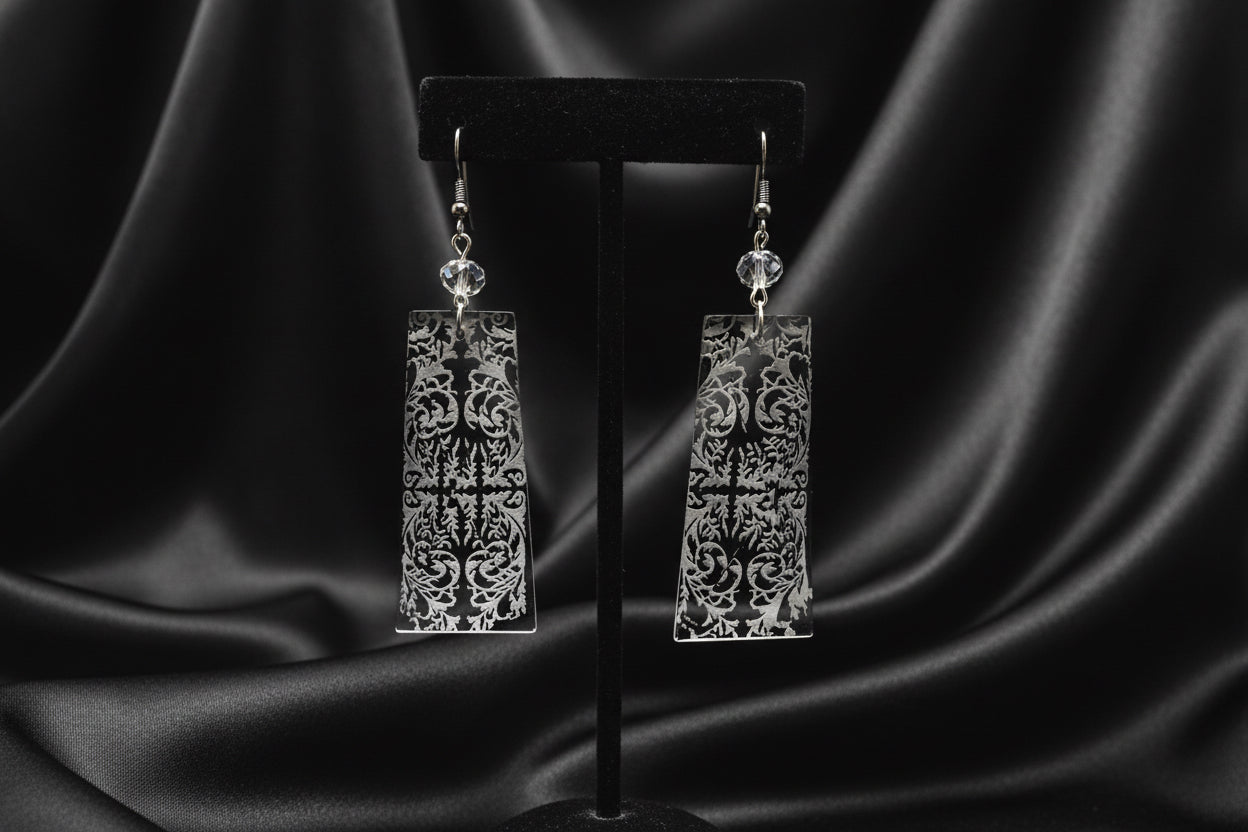 ⚜️Baroque Lace Glass Baguette Earrings