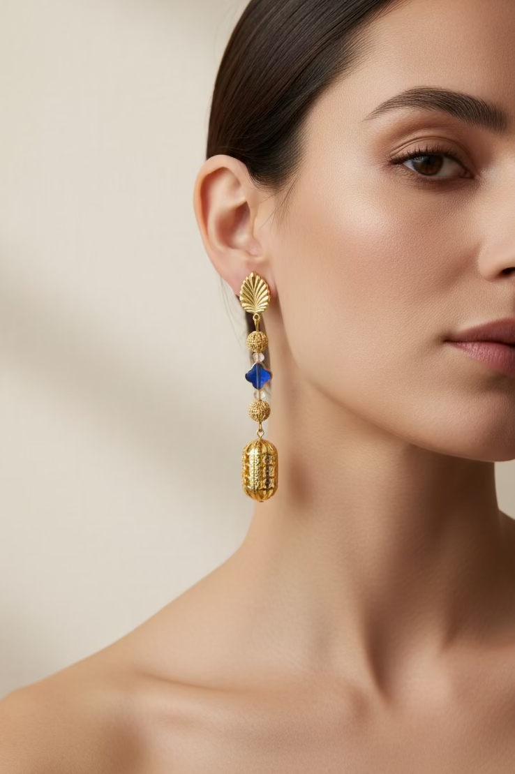 Blue Lantern Glow Earrings 🐝