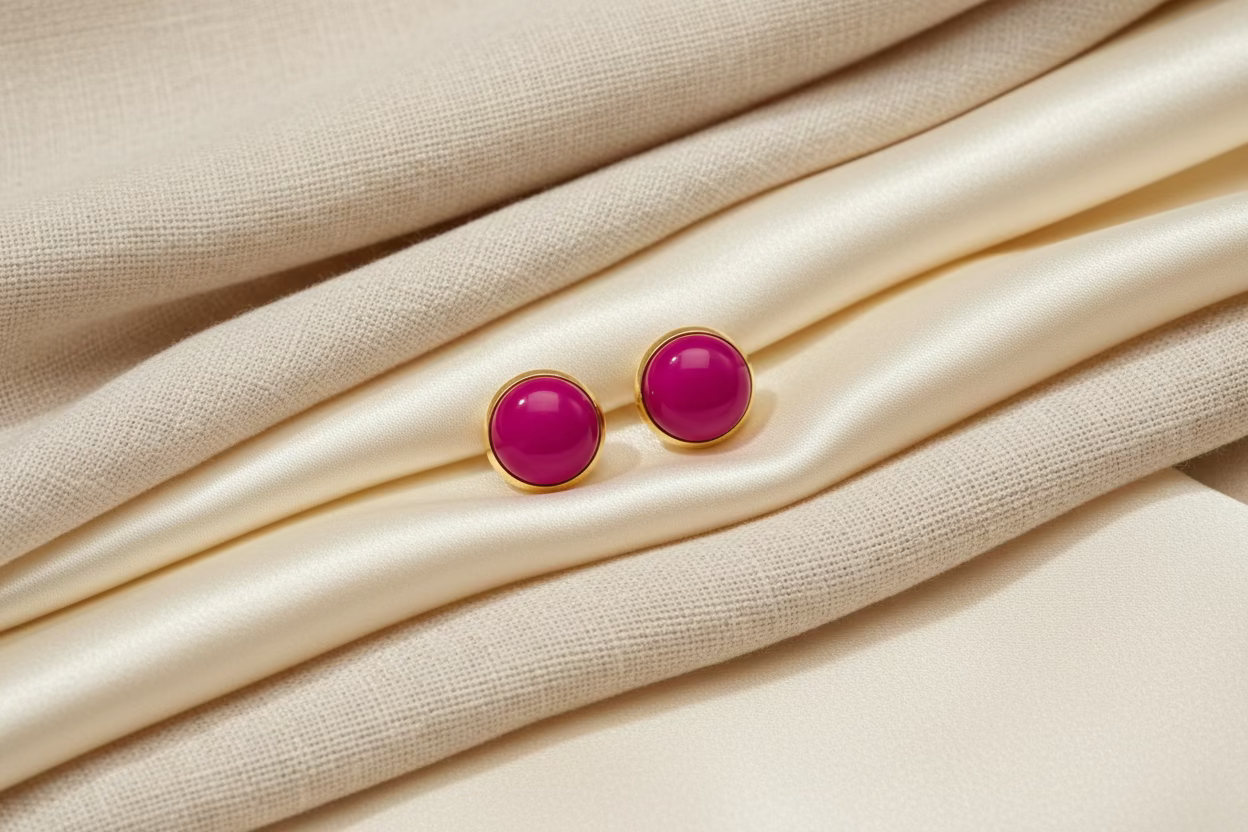 Genuine Fuchsia Fire Agate Studs 🐝