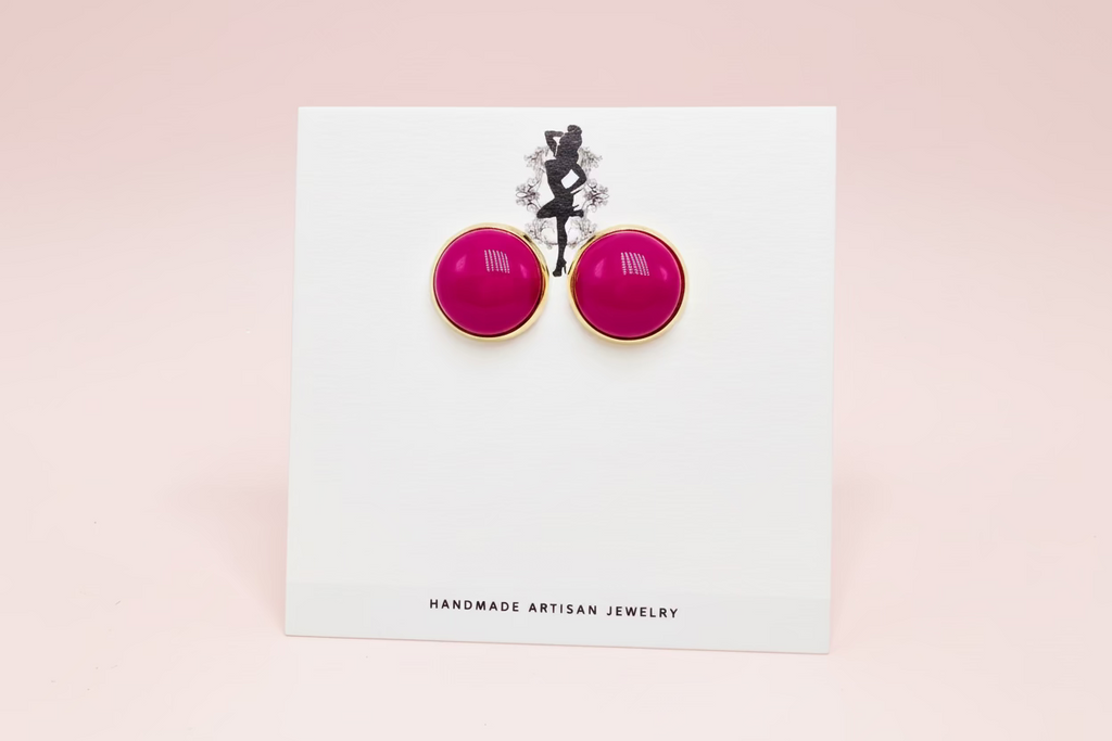 Genuine Fuchsia Fire Agate Studs 🐝