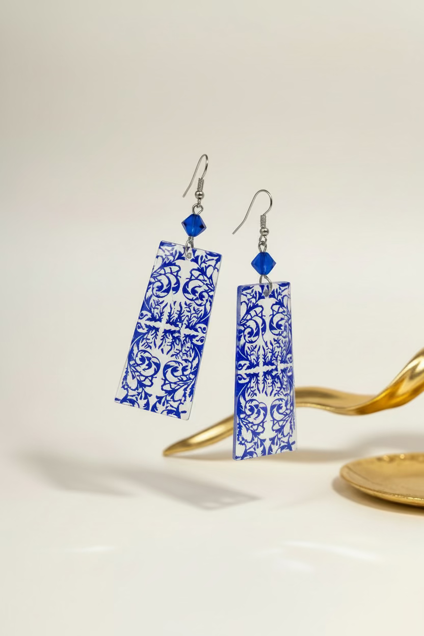 ⚜️Baroque Lace Glass Baguette Earrings