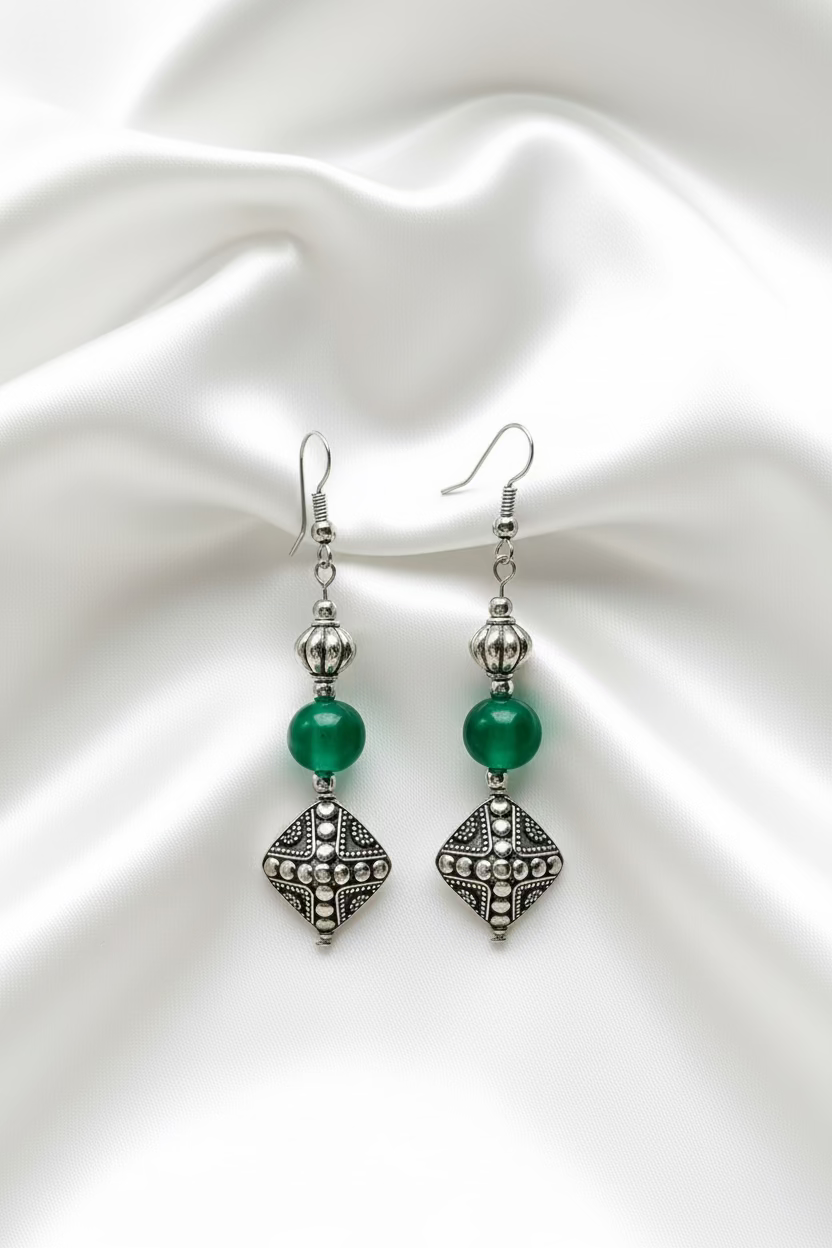 ⚜️Antique Silver Emerald Earrings