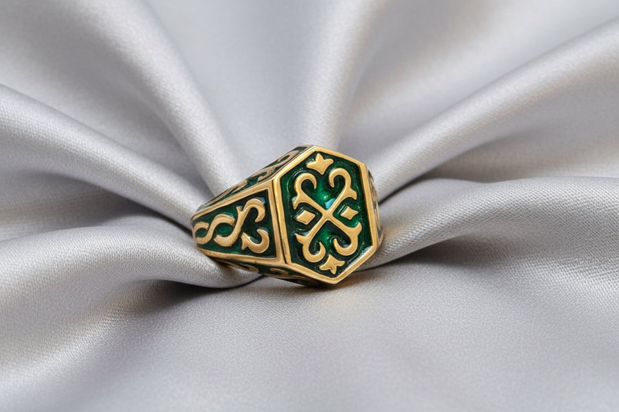 Men's Green Crest Ring