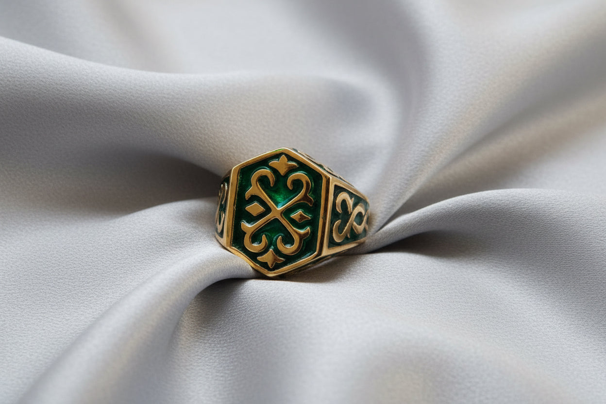 Men's Green Crest Ring